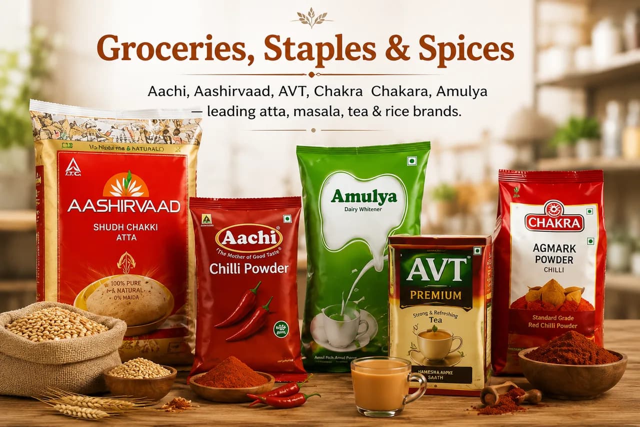 Groceries, Staples & Spices product range distributed by Jai Enterprises