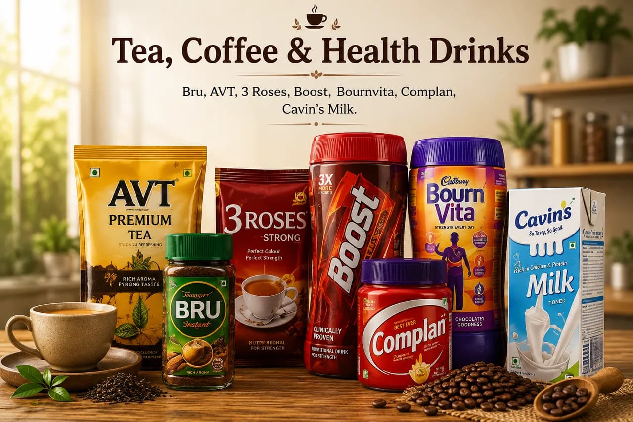 Tea, Coffee & Health Drinks product range distributed by Jai Enterprises